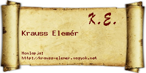 Krauss Elemér névjegykártya